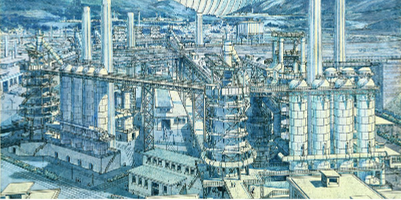 Drawing of steelworks from Tony Garnie