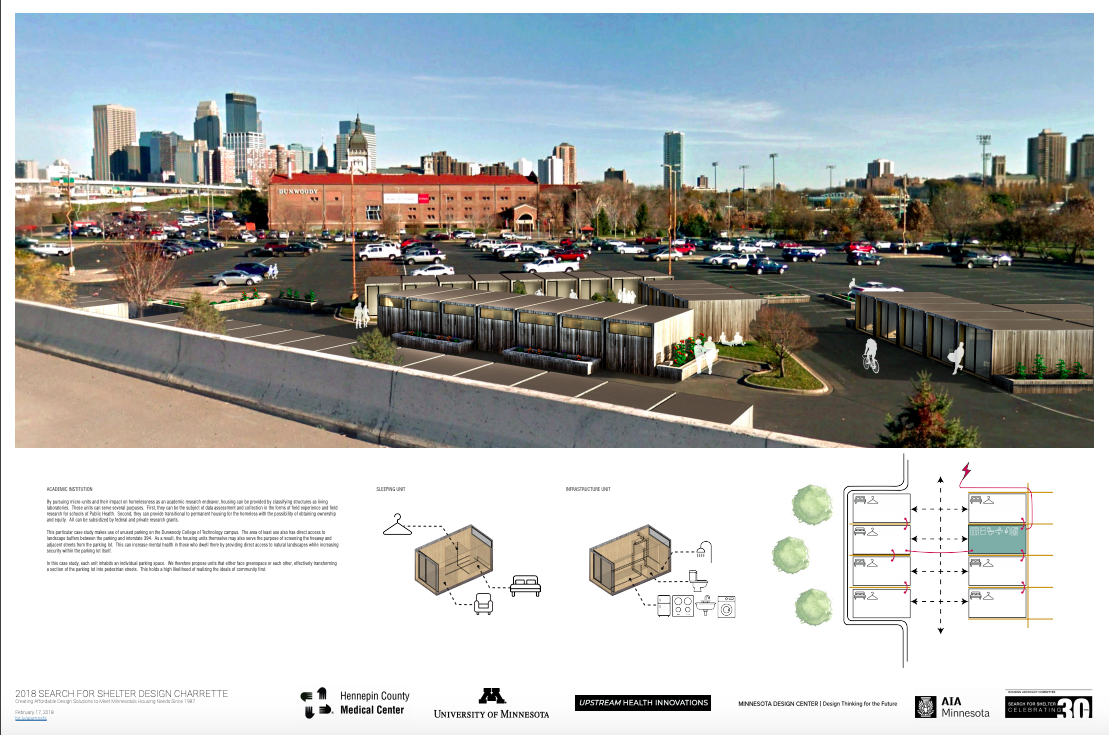 Image of a competition panel from the 2018 Search for Shelter Design Charrette