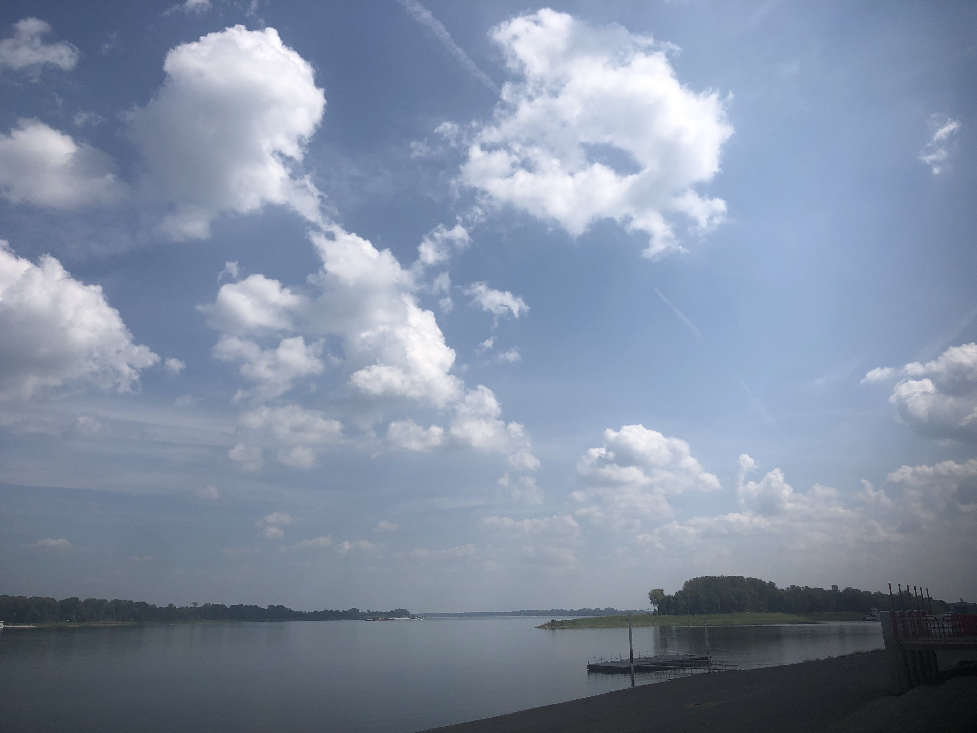 View of Paducah waterway at the confluence of the Tennessee and the Ohio rivers on a very sunny day with scattered clouds. (Austyn Gaffney)