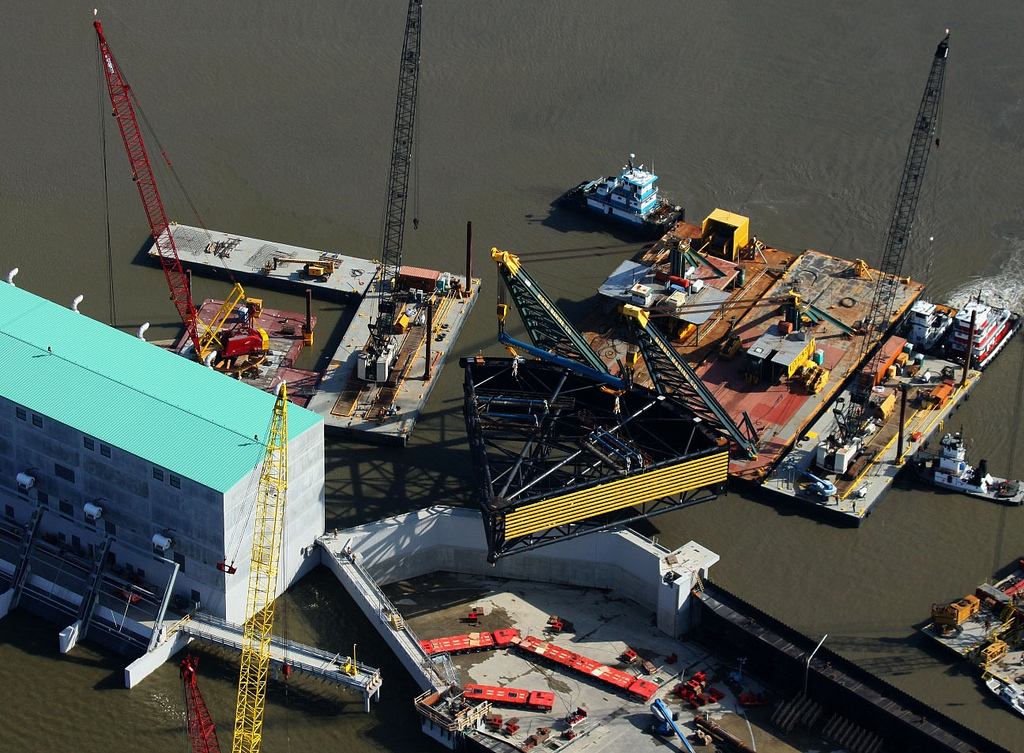 Work underway in 2011 at the Gulf Intracoastal Waterway West Closure Complex in New Orleans